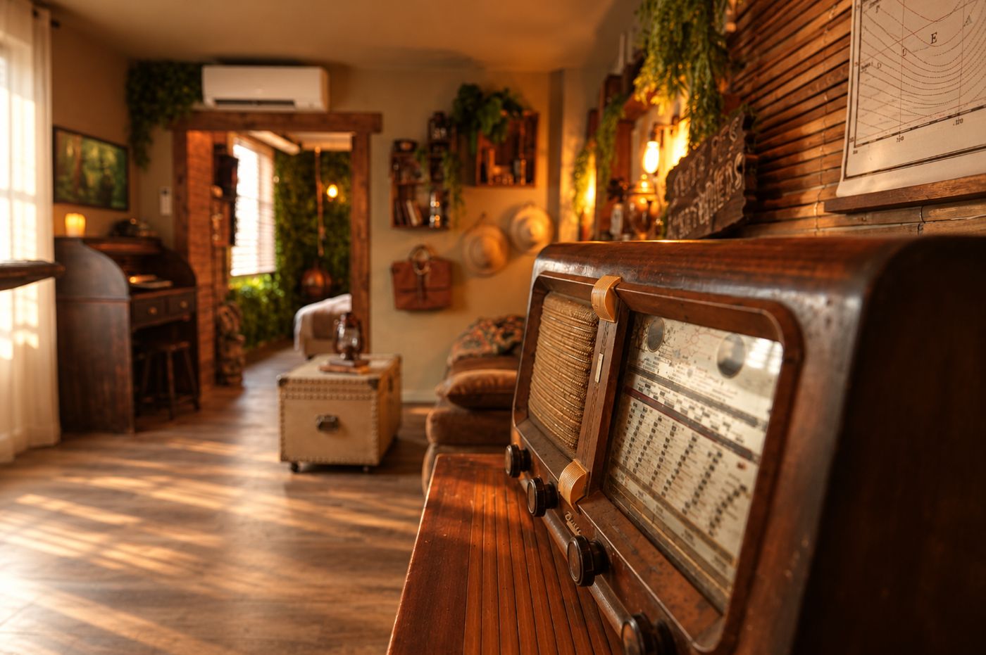 Radio ancienne dans le salon